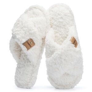 Fuzzy Open Toe Slippers with Memory Foam